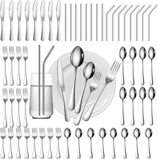56 Pieces Silverware Service for 8 Flatware Set Stainless Steel Utensils Cutlery Set Dishwasher Safe
