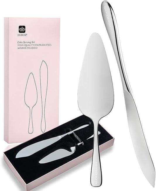 Cake Cutting Set for Wedding, Personalized Custom Engraved Cake Knife and Server Set, Classic Design 18/10 Stainless Steel Pie Cakes Serving of 2 Piece