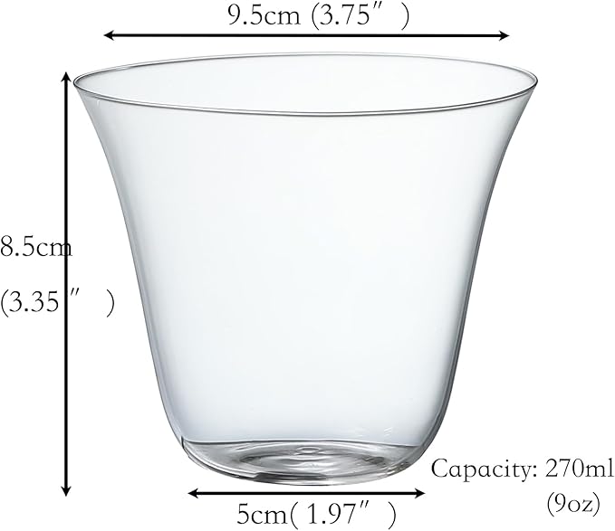Set of 4 Drinking Glasses - 9oz Clear Cups for Cocktails, Iced Coffee, Tea, Soda, Whiskey and Beer