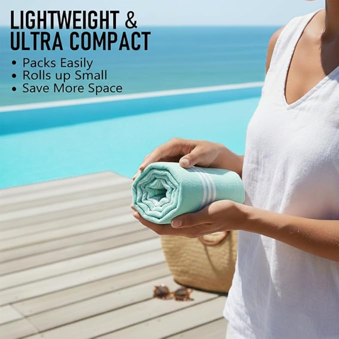 4 Pack Cotton Turkish Beach Towel Lightweight Thin Travel Vacation Essentials Oversized XL Towels Set for Pool Swim Bath Camping Cruise Accessories Absorbent Quick Dry Sand Proof Bulk clearance Stripe