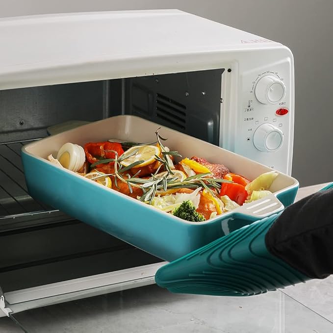 Sweejar Ceramic Bakeware Set, Rectangular Baking Dish for Oven Lasagna Pans for Cooking, Kitchen, Cake Dinner, Banquet and Daily Use, 11.8 x 7.8 x 2.76 Inches of Casserole Dishes (Gradient Blue)