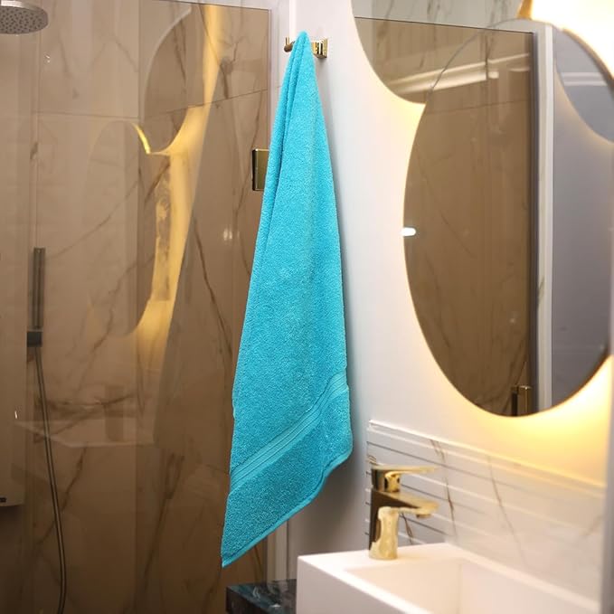 6 Piece Bath Towel Set - 100% Cotton & Absorbent - Luxury, Cute, Hotel Quality and Cozy Include 2 Bath Towel (28" x 56"), 2 Hand Towel (16"x28") and 2 Wash Cloths (12"x12") - Turquoise