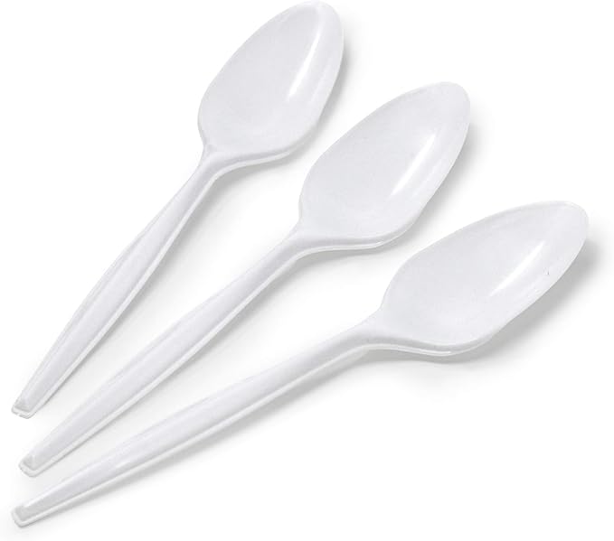 [600 Pack] White Disposable Plastic Tea Spoons - Practical Cutlery for Parties, Lunches, Picnics, and Long Trips - Great for Meals, Desserts, or Appetizers