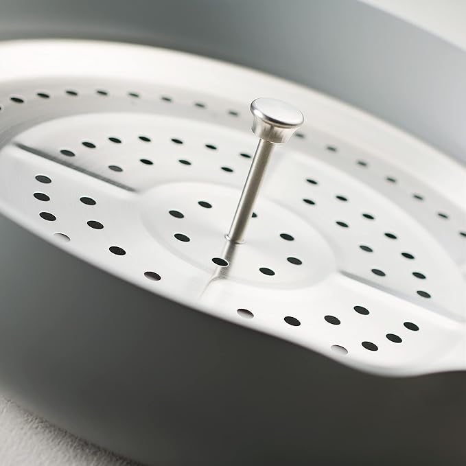 Tramontina All-in-One Plus Pan Set, 5-Quart Ceramic Non Stick Cooking Pan with Lid, Steamer Insert, Bamboo Utensil and Trivet, Gray