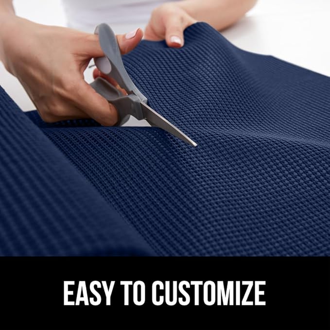 GORILLA GRIP powerGRIP Drawer Shelf and Cabinet Liner, Thick Strong Hold, Non-Adhesive Liners Protect Kitchen Cabinets and Cupboard, Bathroom Drawers, Easy Install, Breathable Mat, 17.5" x10', Navy