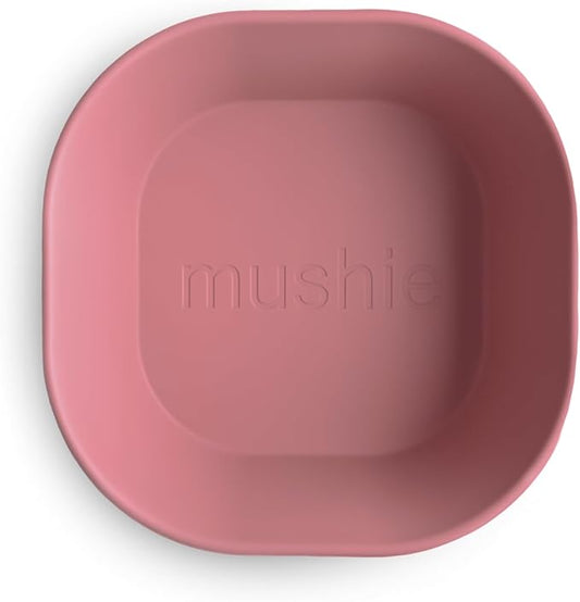 mushie Square Dinnerware Bowls for Kids | Made in Denmark, Set of 2 (Dusty Rose)