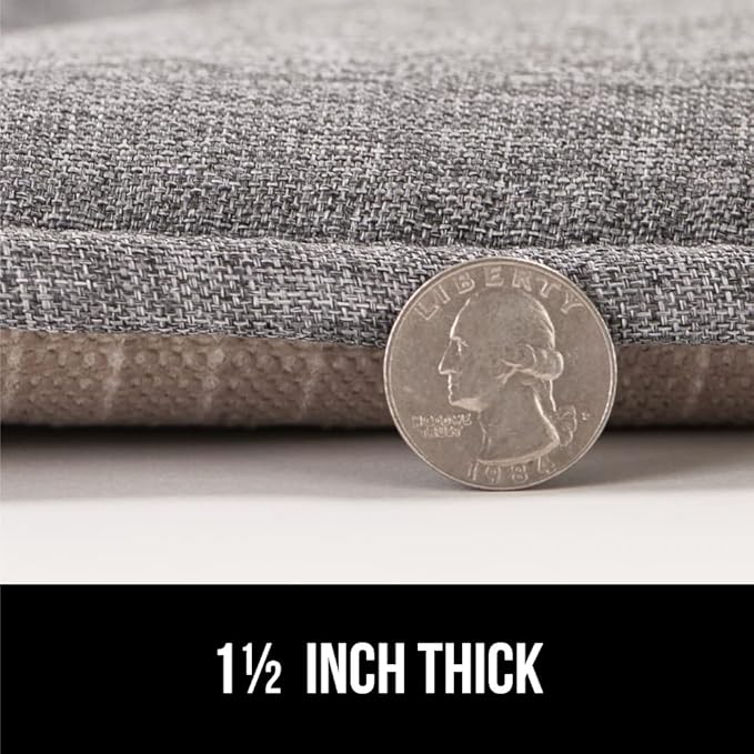 GORILLA GRIP Slip Resistant Tufted Chair Cushions, No Ties Required, Set of 6 Memory Foam Pads for Dining Room Kitchen Table, Office, Rocking Chairs, Plush Seat Cushion Pad, Home Decor, 16x17, Gray