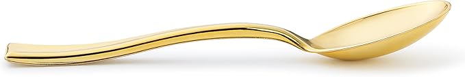 Posh Setting Plastic Mini Gold Spoons, 4 inch Gold Dessert Spoon Disposable, Small Plastic Spoons for Dessert, Tiny Little Appetizer Spoon Golden (80 Pack)