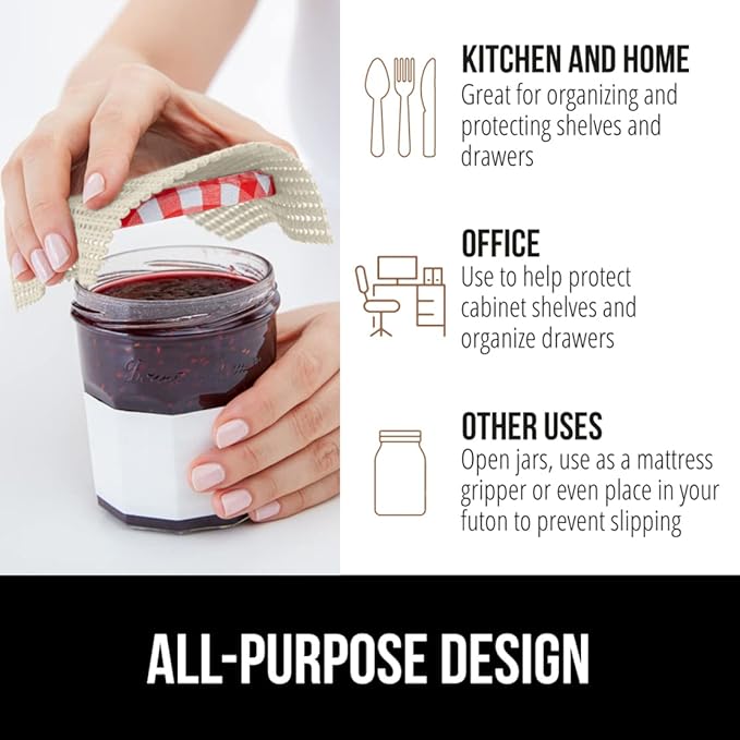 GORILLA GRIP powerGRIP Drawer Shelf and Cabinet Liner, Thick Strong Hold, Non-Adhesive Liners Protect Kitchen Cabinets and Cupboard, Bathroom Drawers, Easy Install, Breathable Mat, 17.5" x10', Cream