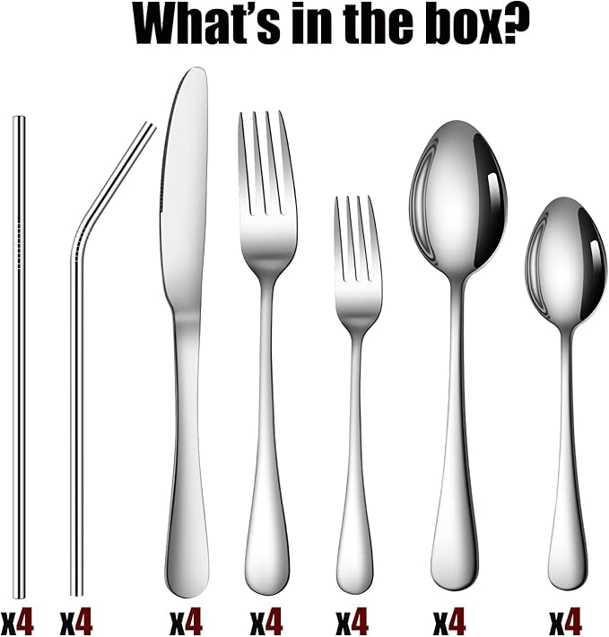 28 Pieces Silverware Service for 4 Flatware Set Stainless Steel Utensils Cutlery Set Dishwasher Safe