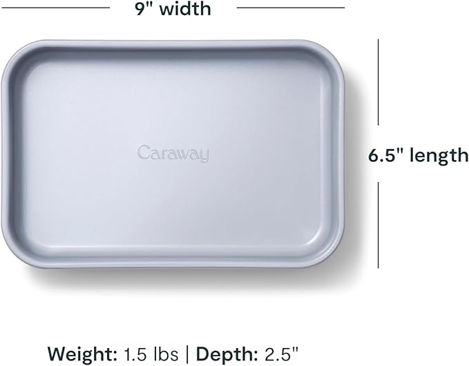Caraway Nonstick 9” x 6.5” Small Rectangle Baking Pan – Non-Toxic, PTFE & PFOA Free – Aluminized Steel Core – Deep Ceramic Baking Pan for Casseroles, Lasagna & More - Slate