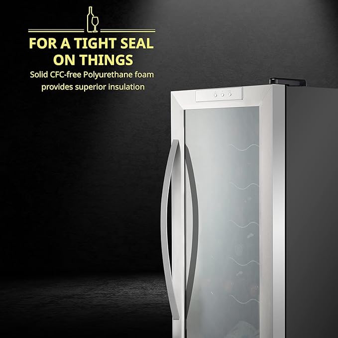 SCHMÉCKÉ 18 Bottle Compressor Wine Cooler Refrigerator w/Lock - Large Freestanding Wine Cellar For Red, White, Champagne or Sparkling Wine - 41f-64f Digital Temperature Control Fridge Stainless Steel