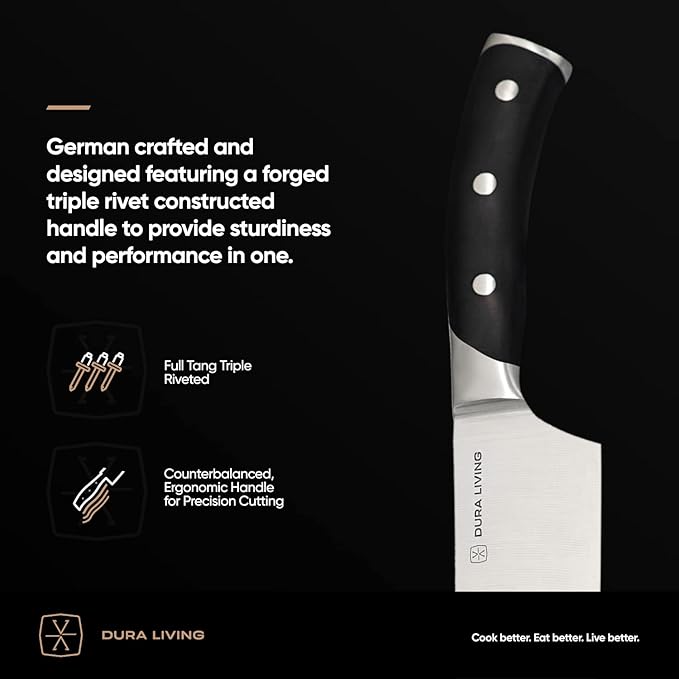 DURA LIVING 3.5-Inch Paring Knife – Ultra-Sharp German High Carbon Stainless Steel, Full Tang, Ergonomic Handle, Multipurpose Kitchen Knife for Chopping, Slicing, and Dicing, Black