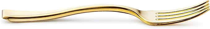 Posh Setting - Plastic Mini Dessert Forks, Gold Plastic 4 inch Taster Forks (36 Pack)
