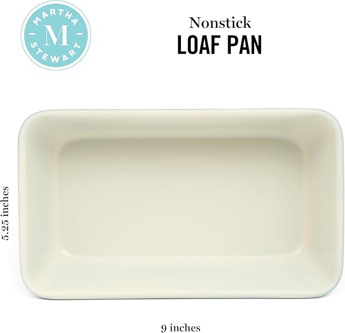Martha Stewart Gallen 9-Inch Nonstick Carbon Steel Loaf Pan – Teal, Durable Bakeware for Even Baking and Easy Release