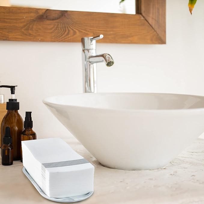 LITOPAK 200 Pack Guest Towels Disposable, Soft and Absorbent Bathroom Napkins, Paper Guest Towels for Bathrooms, Party, Wedding or Events. White and Silve