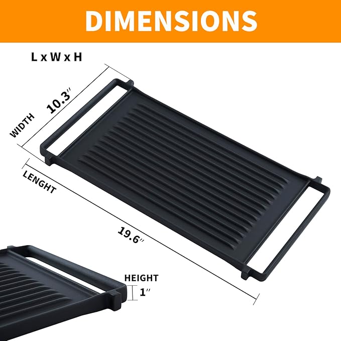 Upgraded WB31X24998 Reversible Griddle Replacement for GE Stove Parts Cast Iron Griddle Plate WB31X24738 JXGRILL1 GE Gas Range Cooktop Parts Genuine Stove Top Burner Griddle Center Flat Top Pan