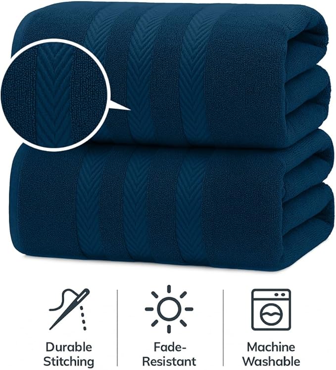 RIVERSIDE Pack of 2 Extra Large Bath Sheets 35 x 70 Inches - 100% Ring Spun Cotton Hotel Quality Oversized Bath Towels - Super Soft, Highly Absorbent & Quicker to Dry - Blue Opal