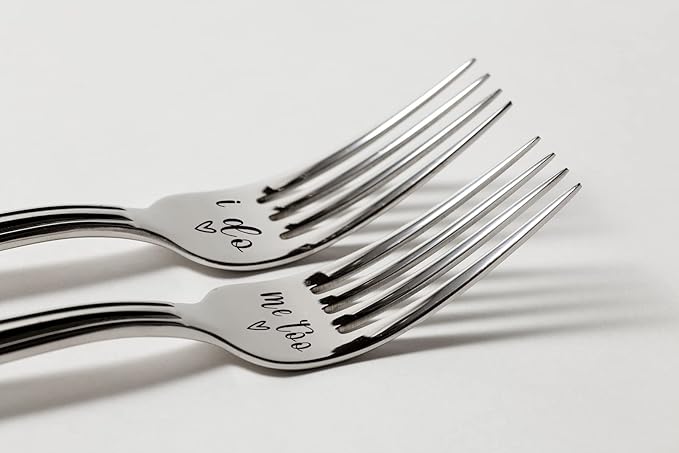 2 Pieces I Do Me Too Funny Engraved Stainless Steel Fork,Funny Wedding Gifts for Couples Bride Groom,Best Engagement Valentine Anniversary Wedding Christmas Thanksgiving Birthday Gift