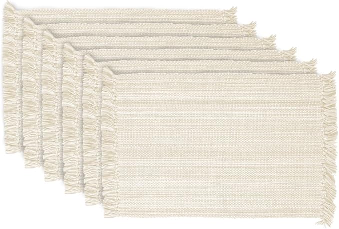 DII Variegated Tabletop Collection, Placemat Set3x19, Off-White, 6 Piece
