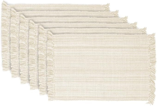 DII Variegated Tabletop Collection, Placemat Set3x19, Off-White, 6 Piece