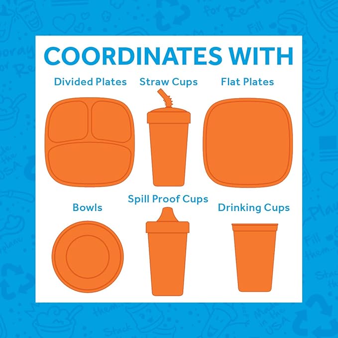 Re-Play Toddler Forks and Spoons Set - 4x4 Utensils Set for Kids - Dishwasher and Microwave Safe - Made in USA - Pack of 8 - Red