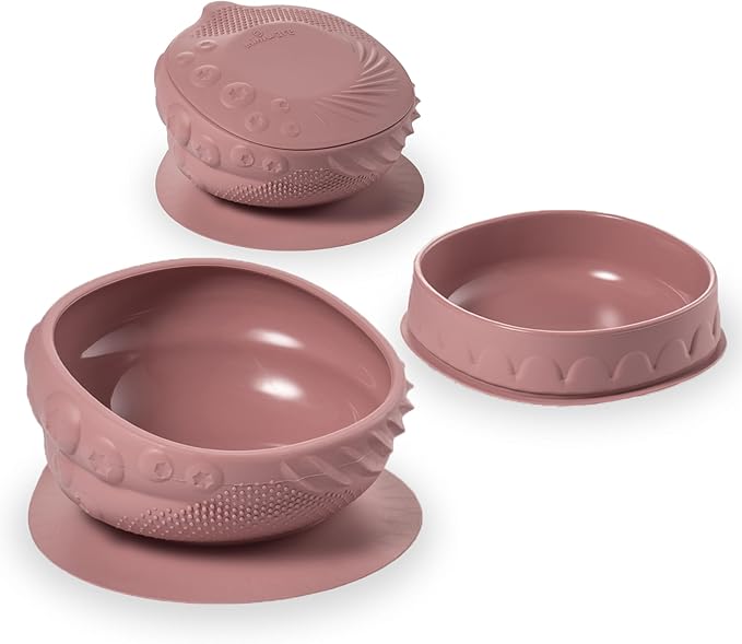 Miniware Sensory Baby Bowl - Raspberry - Silicone Bowls for baby to Combine Mealtime with Sensory Development - 100% Food Grade Silicone Baby Bowls - BPA Free, Non-Toxic Todddler Bowls