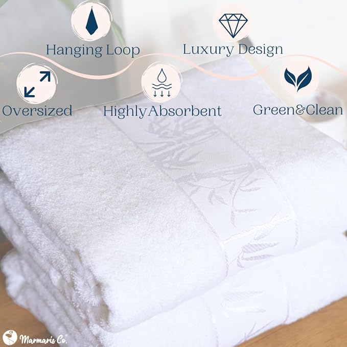 Set of 2 Luxury Super Soft Bath Towels – Premium Viscose Derived from Bamboo & Turkish Cotton for The Ultimate Bath Experie