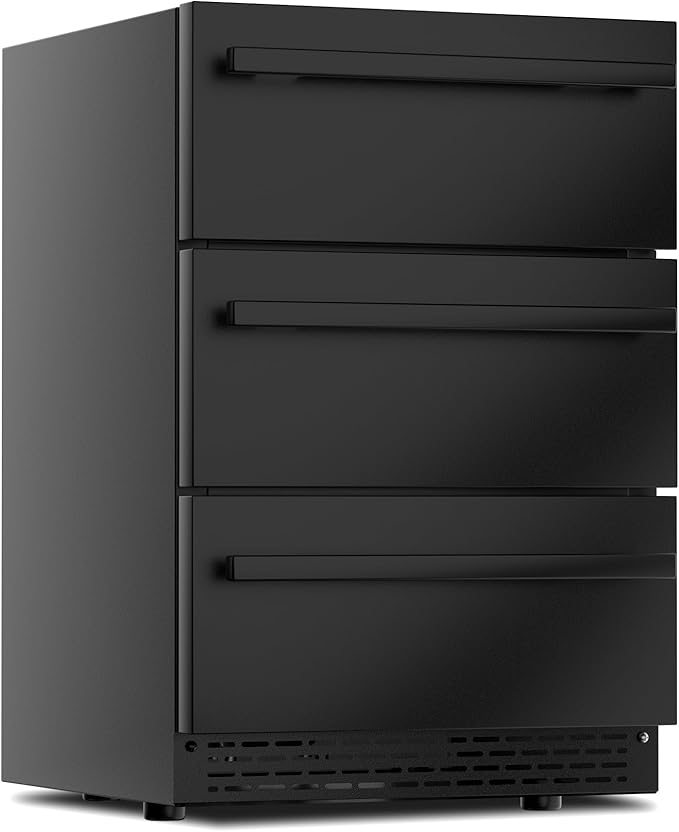 3-Tier Drawer Beverage Refrigerator, Hold 180 Cans 24 inch Undercounter & Built-in Beverage Fridge with Temperature Control, Waterproof Outdoor Freestanding Beverage Cooler for Home,Commercial Use