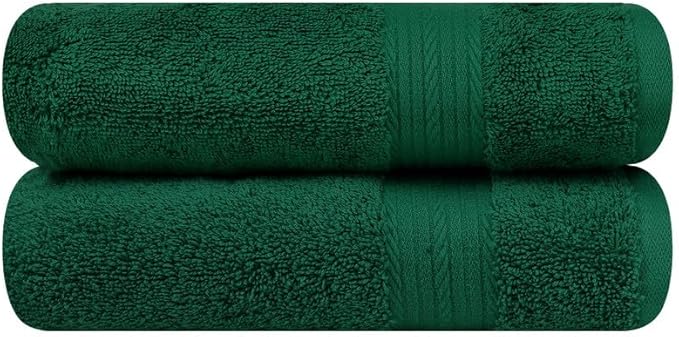 Ample Decor Hand Towels 18 X 28 Inch 600 GSM 100% Cotton, Premium Soft Absorbent - 2 Pcs - Christmas Green