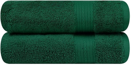Ample Decor Hand Towels 18 X 28 Inch 600 GSM 100% Cotton, Premium Soft Absorbent - 2 Pcs - Christmas Green