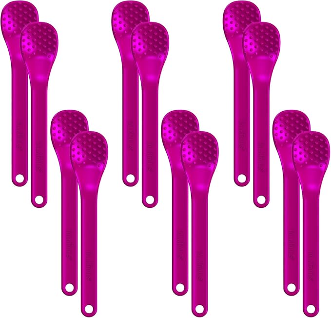 TalkTools Bumpy Magenta Spoons | Provides oral awareness during feeding | Encourages lip closure | Normalize acceptance of foods with a variety of textures - 12 Pack