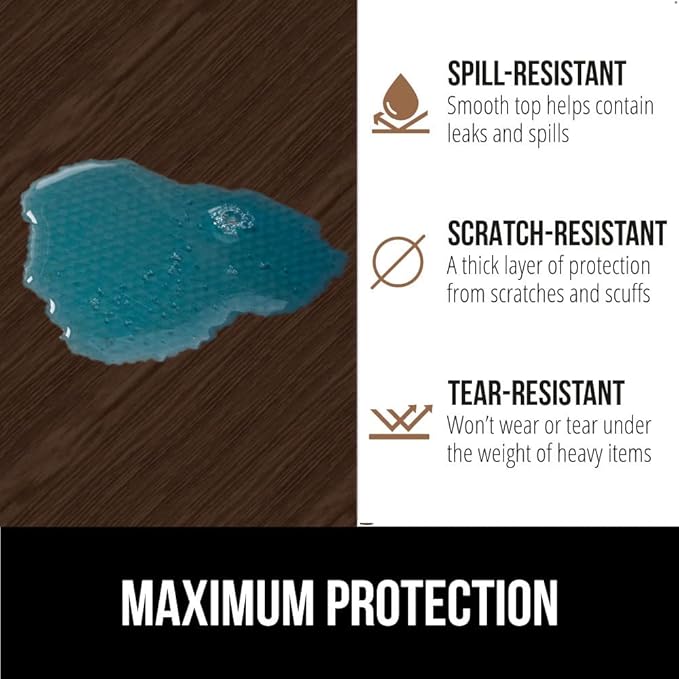 GORILLA GRIP DripGuard Shelf Liner, Non Adhesive Drawer and Kitchen Cabinet Protector, Slip Resistant BPA Free Smooth Surface Plastic Liners for Cabinets, Bathrooms, Closets, 17.5x120 Inch, Wood