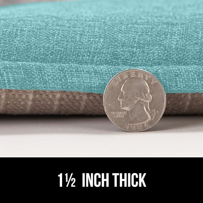 GORILLA GRIP Slip Resistant Tufted Chair Cushions, No Ties Required, Set of 6 Memory Foam Pads for Dining Room Kitchen Table Office Rocking Chairs, Plush Seat Cushion Pad, Home Decor, 16x17, Turquoise