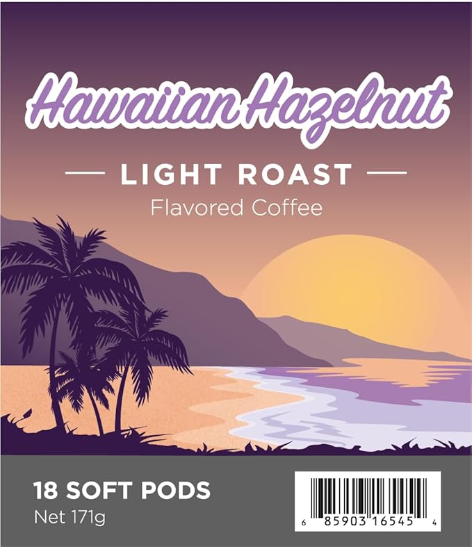Wolfgang Puck Coffee, Hawaiian Hazelnut, 9.5 Gram Soft Pods, 18 Count (Pack of 1)