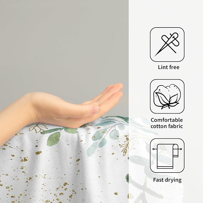 Imiss Eucalyptus Leaves Hand Towels 14.4 x 28.3 Inch Set of 2 Green Sage Leaf Bath Fingertip Towel Soft Watercolor Botanical Decor Spring Guest Towels for Gym,Spa,Hotel,Bathroom