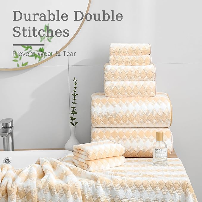 4 Piece Extra Large Bath Towel Set Oversized Bath Sheet 35"x70" Bathroom Towel Set Soft Highly Absorbent & Quick Dry Premium Bath Towel for Bathroom 600GSM Shower Towel Spa Gym Hotel,Beige