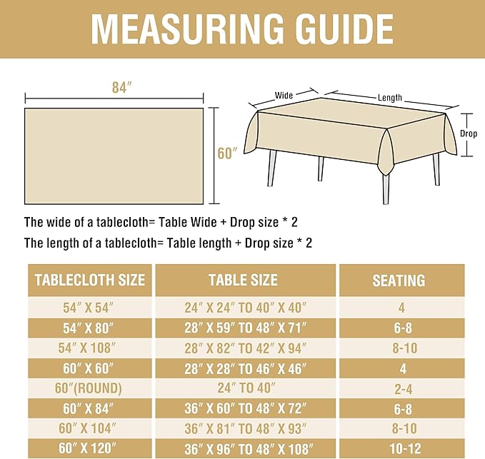 H.VERSAILTEX Linen Table Cloths Rectangle 60 x 84 Inch Premium Tablecloth Spill-Proof Waterproof Table Cover for Dining Buffet Feature Extra Soft and Thick Fabric Wrinkle Free, White