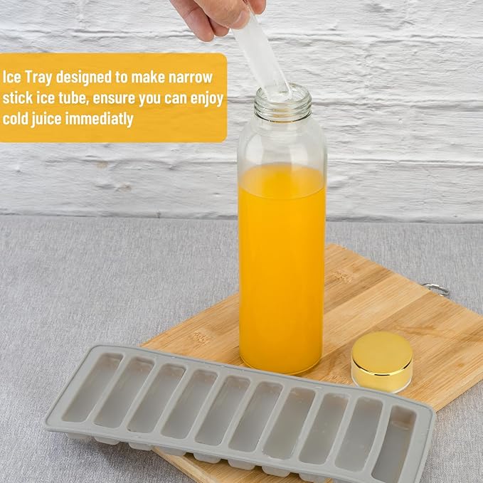 Zukro Glass Water Bottles with Lids 18 oz, Reusable Juice Bottles for Juicing, Leak Proof Juice Storage Containers for Fridge, Clear Drinking Jars With Stainless Steel Caps, BPA Free, Set of 6 Gold