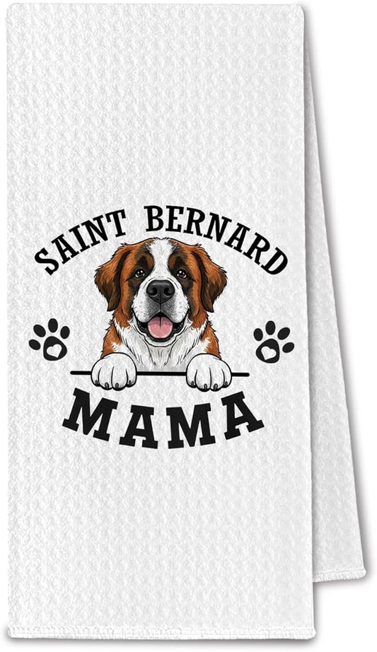 Saint Bernard Kitchen Towels, Dog Mama ST Saint Bernard Gifts for Women & Dogs Moms, Dog Lover Gifts Decorative Hand Towels for Bathroom, 16x24 Inch