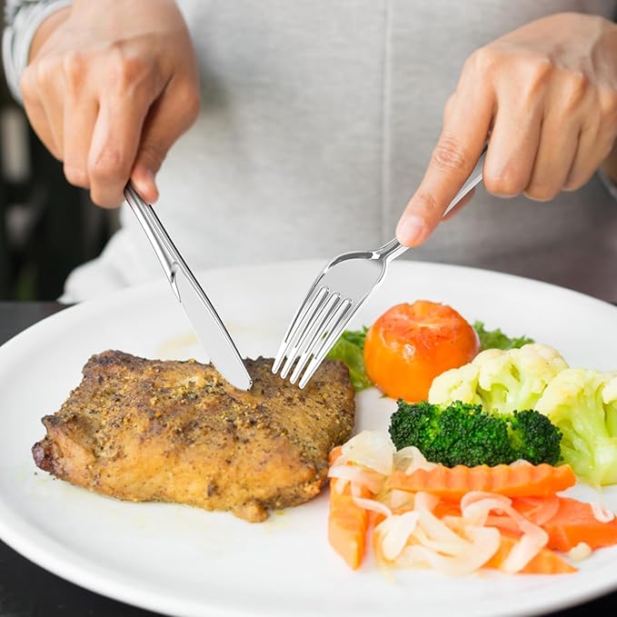 100 Count Heavy Duty Silver Plastic Forks Disposable, BPA-Free, Heat Resistant, Solid and Durable Premium Plastic Disposable Forks for Party Supply