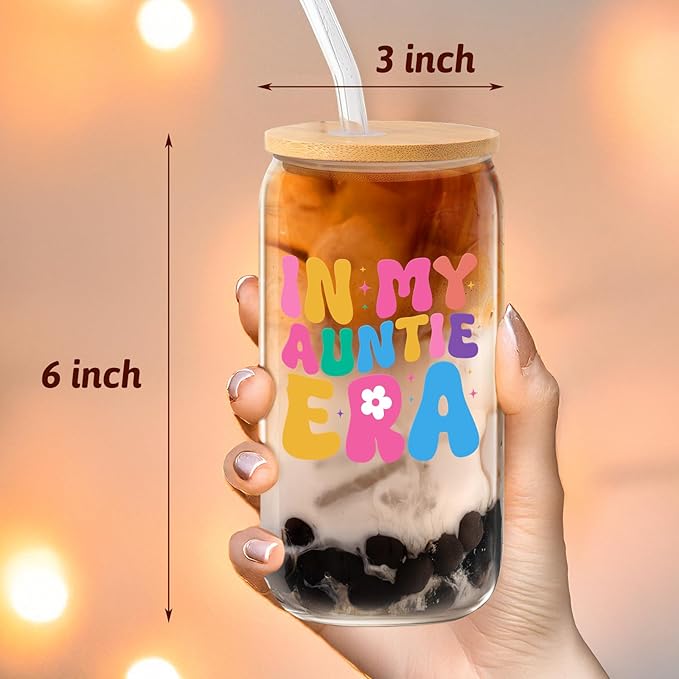 Christmas Gifts For Aunt Birthday Gifts For Aunt from Niece, Nephew New Aunt, Auntie, To Be Aunt, Aunt Announcement, Promoted To Aunt Best Auntie Gift - 16 Oz Coffee Glass