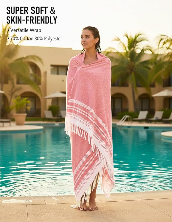 Oversized Turkish Beach Towel Blanket Cotton Giant XL Sandproof Towels Huge Linen XXL Extra Large Big Throw Quilt Blankets for Adults Cloud Travel Camping Glamping Accessories Essentials