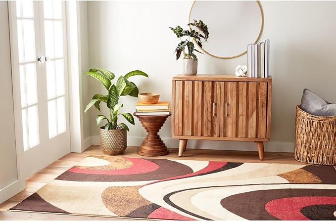 Home Dynamix Tribeca Slade Modern Area Rug, Abstract Brown/Red 5'2"x7'2"