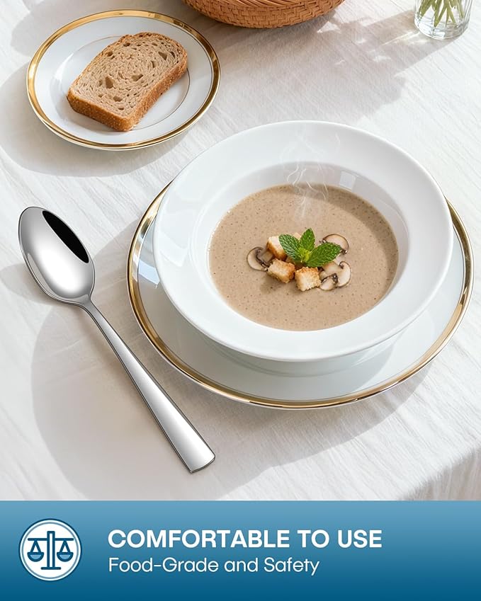 Stapava 72-Piece Silverware Set with Steak Knives, Food-Grade Stainless Steel Flatware Set for 12 Mirror Polished Cutlery Utensil Sets Include Forks Spoons and Knives Set Dishwasher Safe