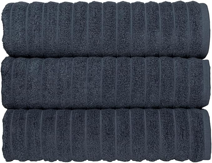 Classic Turkish Towels CTT - Luxury 3 Piece Jumbo Bath Sheets, 100% Turkish Cotton, Absorbent & Ultra Comfy Bath Towel Sheets for Hotels & Spa | 40"x65" (Dark Blue)