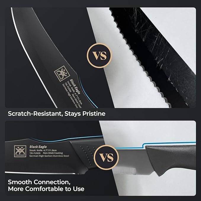 Steak Knives Set of 8, 4.7 Inch Dishwasher Safe Non Serrated Dinner Knives, Razor Sharp for Precise Cutting, Non-Stick Blade & Non Rust, Easy to Maintain Ideal for Home Restaurant Party