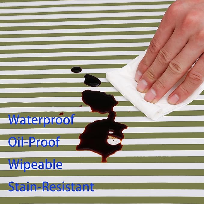Walrus Heavy Duty Vinyl Tablecloth with Flannel Backing Waterproof Oil-Proof Plastic Table Cloth Stain-Resistant Wipeable Rectangle or Square Table Cover for Indoor and Outdoor (Stripe, 52X70 Inch)