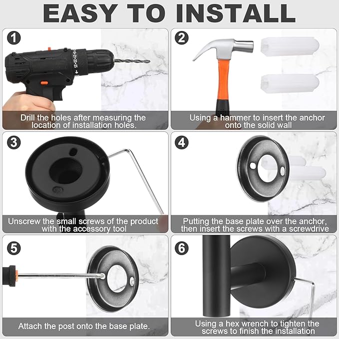 Gisafai 25 Pcs Bathroom Hardware Set, 23.6 Inch Brushed Towel Bar Ring Toilet Paper Holder Robe Towel Hook, SUS304 Stainless Steel Bathroom Accessory Set Wall Mounted (Black)