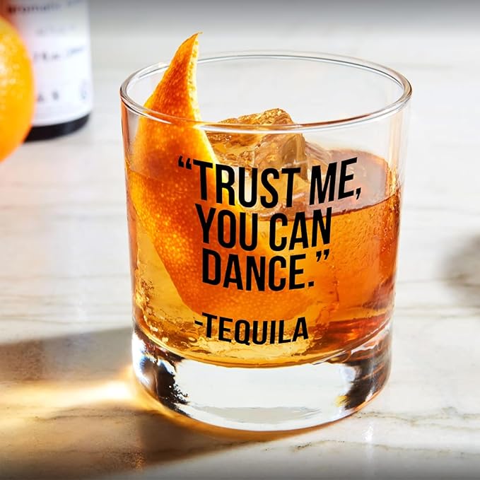 Tequila Lover Gifts Whiskey Glasses 10 oz, Gifts for Tequila Cocktail Lovers, Funny Old Fashioned Rocks Glasses Cup for Women Men Drinking Scotch Bourbon Liquor